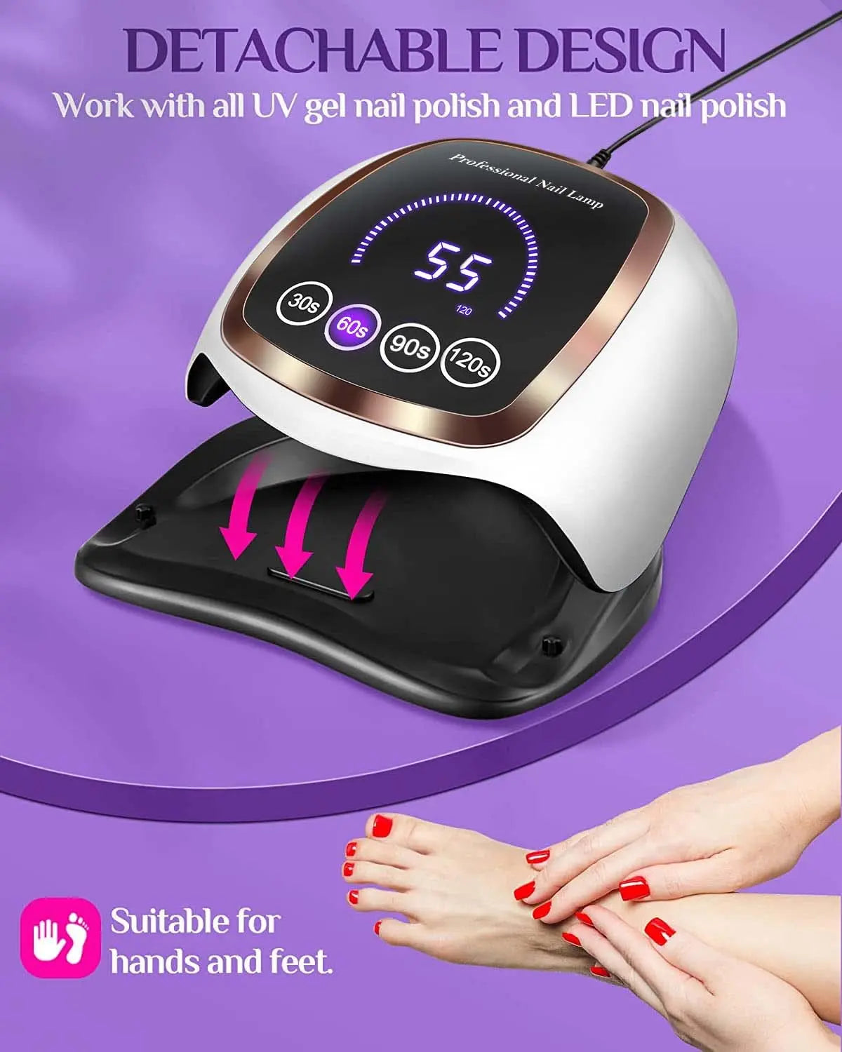 UV LED Nail Lamp, Gugusure 168W Nail Curing Lamps for Home & Salon, Led Nail Dryer for Gel Polish with Automatic Sensor/4 Timer Setting, Professional Nail Art Tools for Fingernail and Toenail Nail Radiant Revolve