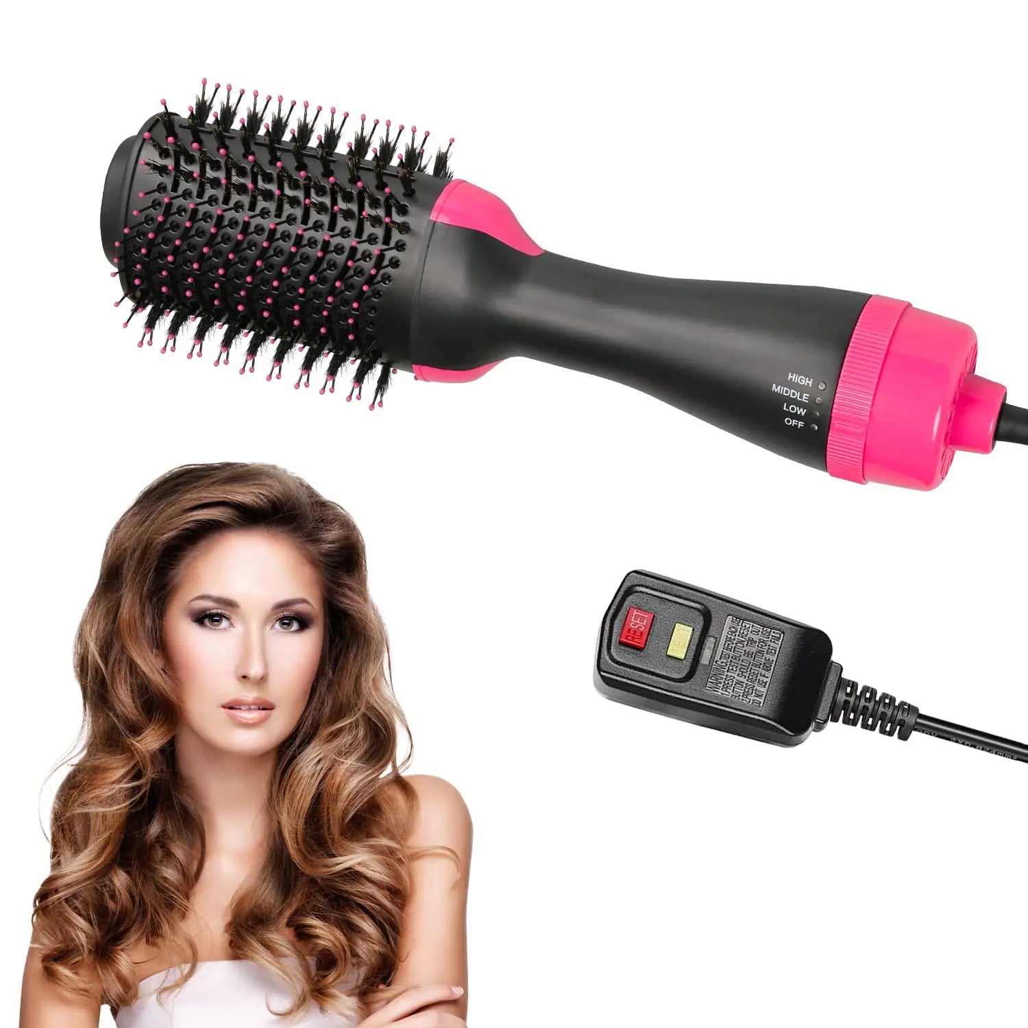 Hair Dryer Brush Blow Dryer Brush in One, Multi-function Hot Air Brush Hair Dryer and Styler Volumizer, Negative Ion Anti-Frizz Hair Straightener Brush with Ceramic Titanium Barrel, 75 MM Oval Shape Radiant Revolve