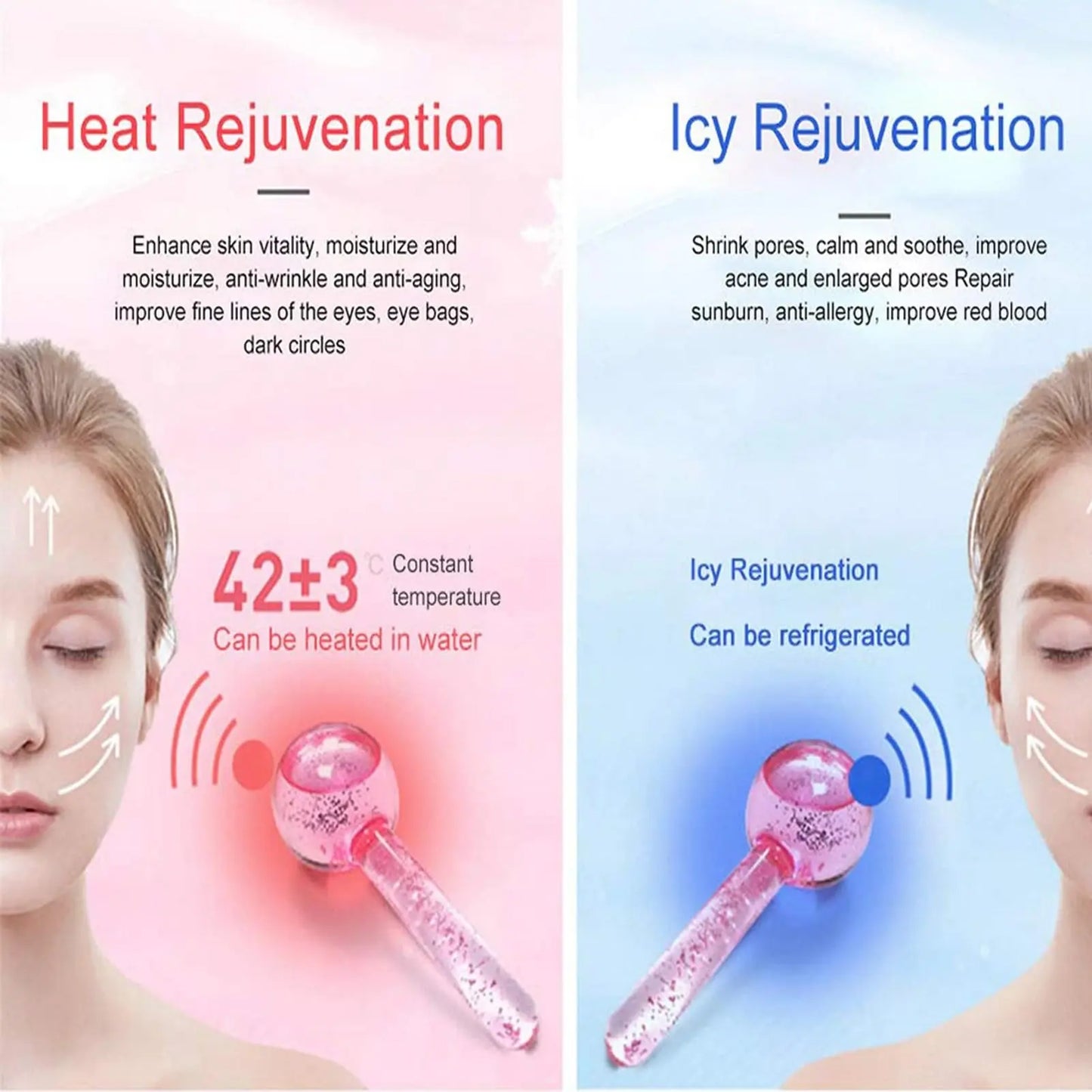 Ice Globes for Face, Facial Ice Globes Face Massage Ice Roller Ball for Face and Eyes with 1 Adjustable SPA Facial Headband Radiant Revolve