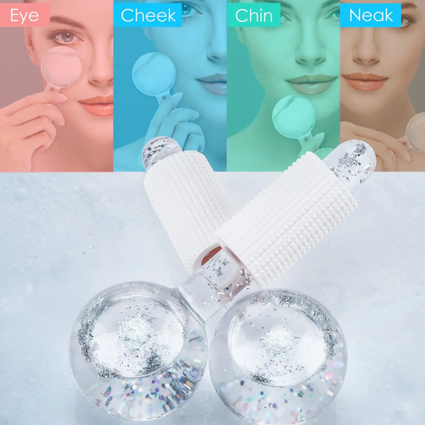 Ice Globes for Face, Facial Ice Globes Face Massage Ice Roller Ball for Face and Eyes with 1 Adjustable SPA Facial Headband Radiant Revolve