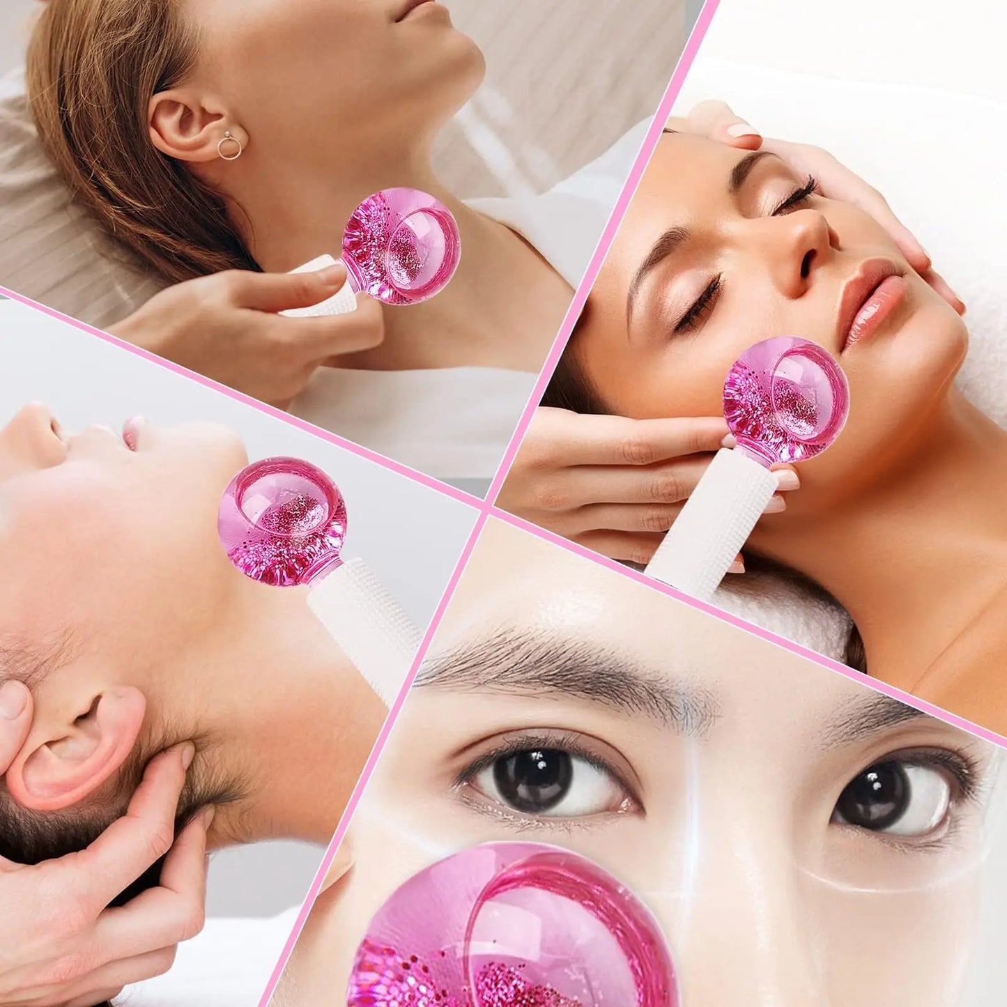 Ice Globes for Face, Facial Ice Globes Face Massage Ice Roller Ball for Face and Eyes with 1 Adjustable SPA Facial Headband Radiant Revolve